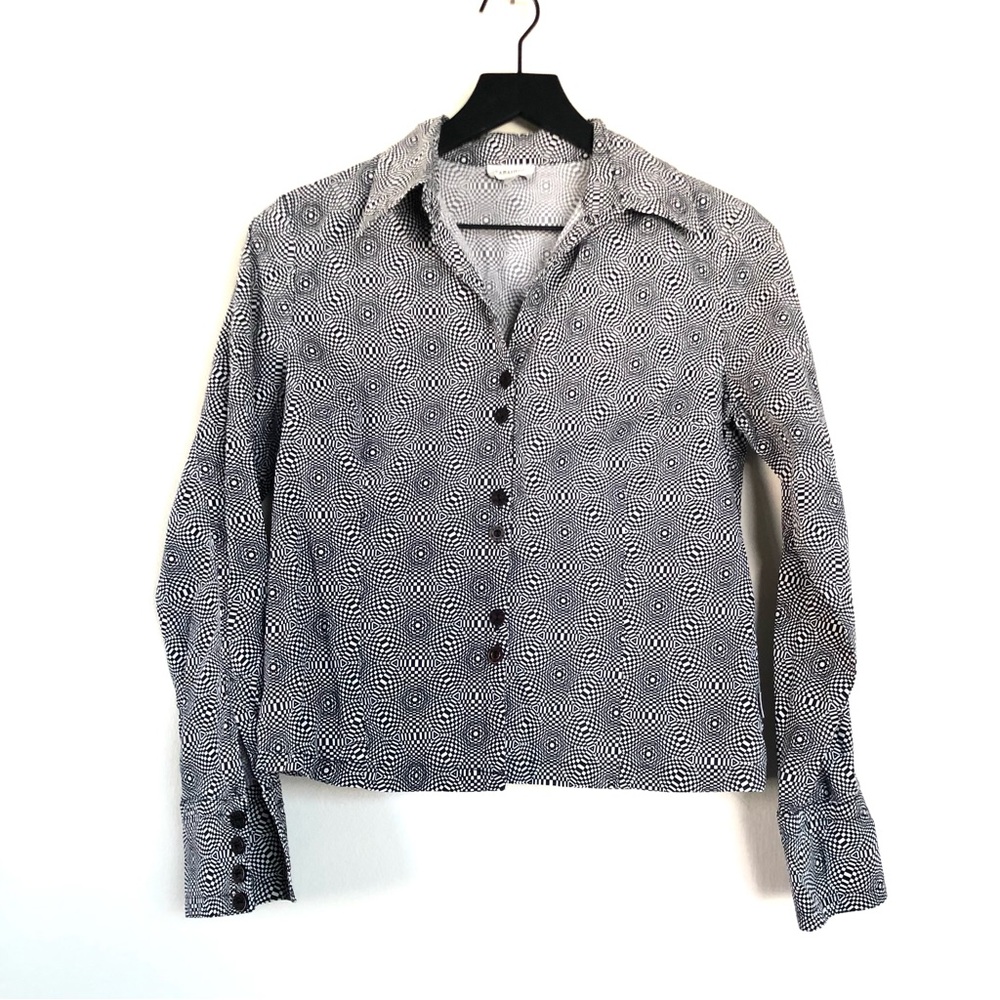 Zabaione Opt Art Top Black White Long Sleeve Psychedelic 60s Style